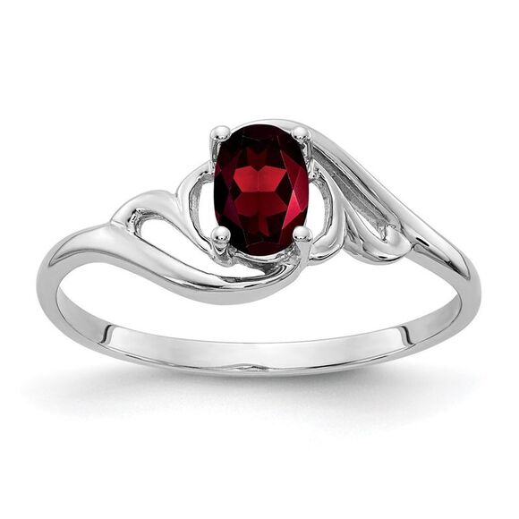 Kazi Luxury 14k White Gold 6x4mm Oval Garnet ring